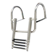 DURAFORCE 4-Step Stainless Steel Telescoping Boat Ladder with Pedal & Hand Railing