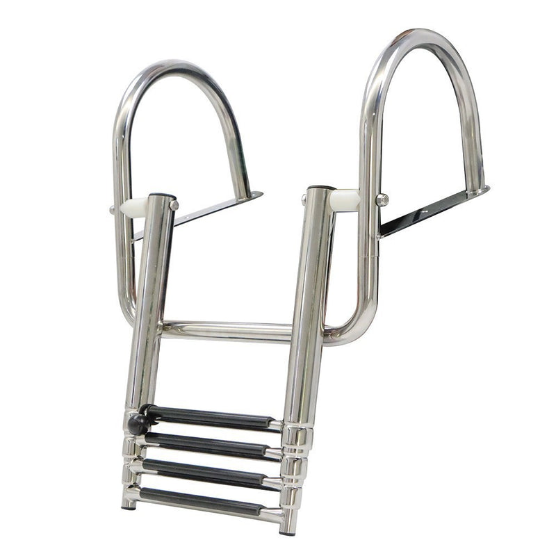 DURAFORCE 4-Step Stainless Steel Telescoping Boat Ladder with Pedal & Hand Railing