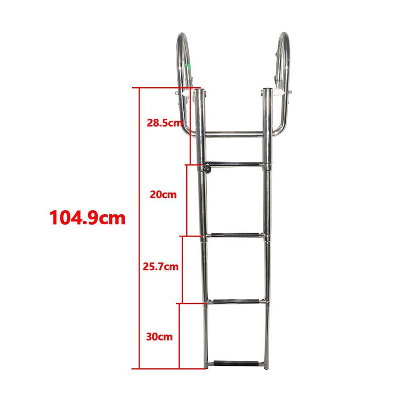 DURAFORCE 4-Step Stainless Steel Telescoping Boat Ladder with Pedal & Hand Railing