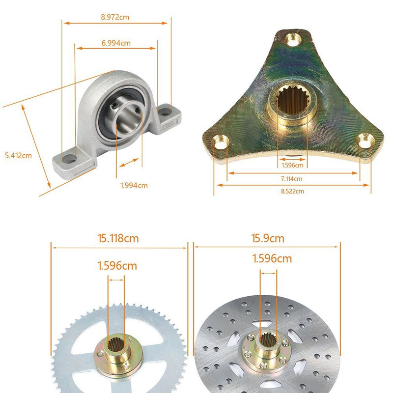DURAFORCE Go Kart Rear Axle Kit 740mm with T8F 58T Chain Sprocket Fit