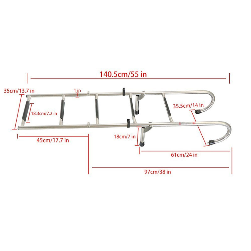 DURAFORCE (2 & 3 Step) Durable 304 Stainless Steel Folding Ship Ladder - Sturdy Marine Use