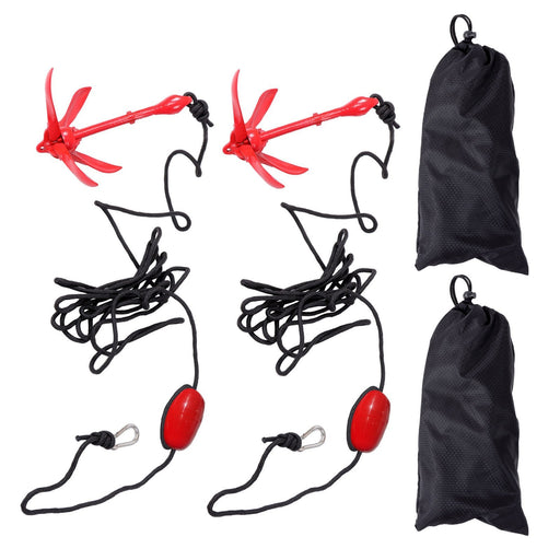 DURAFORCE 2-Pack Red Folding 1.5KG Grapnel Boat Kayak Marine Anchor Set