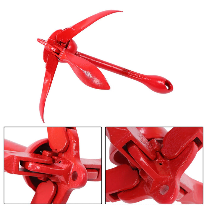 DURAFORCE 2-Pack Red Folding 1.5KG Grapnel Boat Kayak Marine Anchor Set