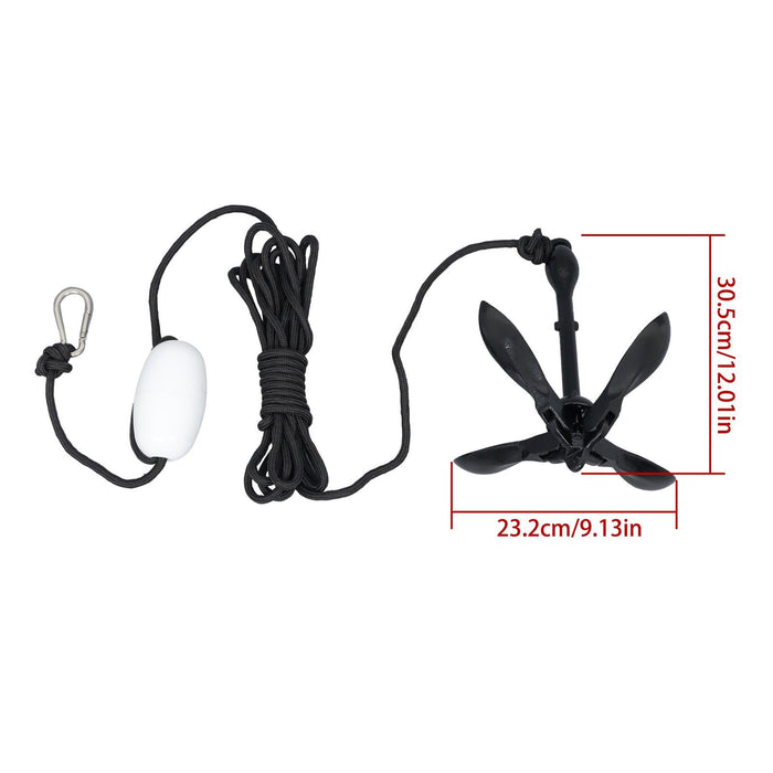 DURAFORCE 2-Pack Folding Grapnel Boat Kayak Anchors 1.5KG Marine Black Set