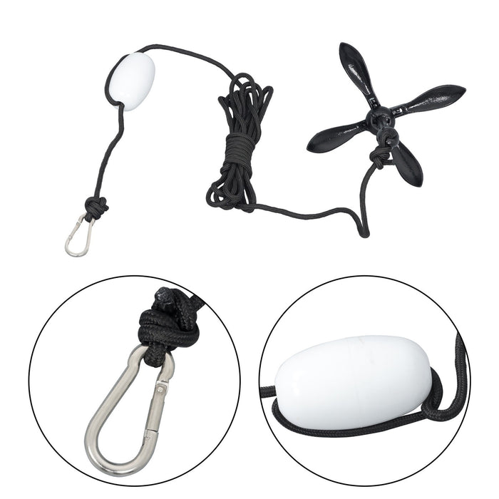 DURAFORCE 2-Pack Folding Grapnel Boat Kayak Anchors 1.5KG Marine Black Set