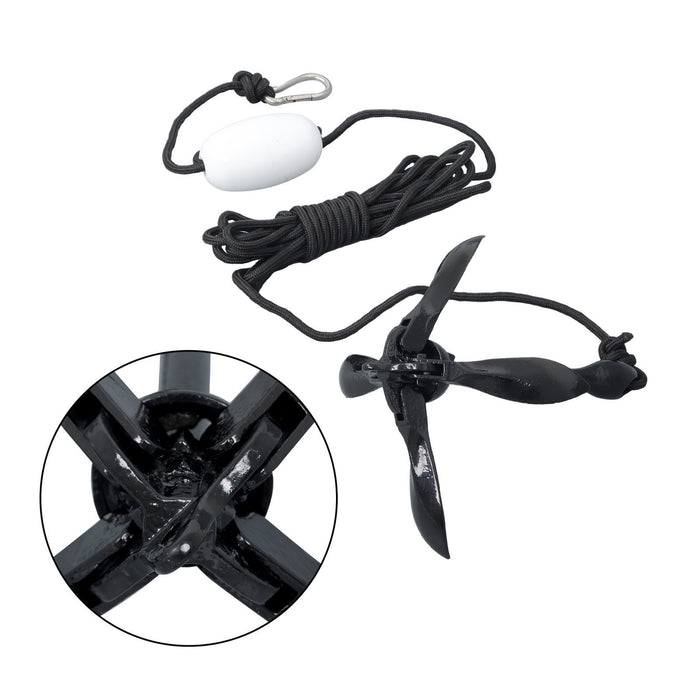 DURAFORCE 2-Pack Folding Grapnel Boat Kayak Anchors 1.5KG Marine Black Set