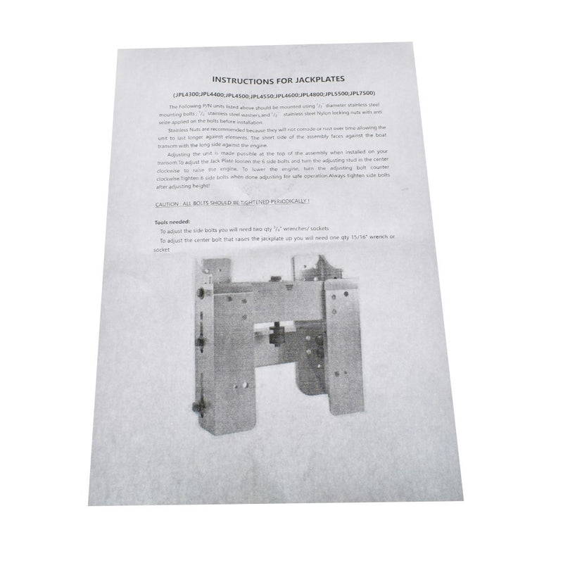 DURAFORCE Adjustable 6" Outboard Boat Plate JPL4500 High Strength Polished Aluminum
