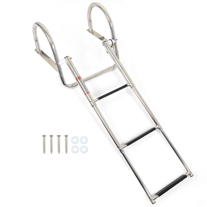 DURAFORCE Marine Yacht 3-Step Stainless Steel Ladder with Handrails - Durable & Safe