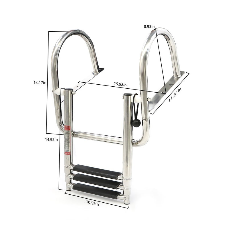 DURAFORCE Marine Yacht 3-Step Stainless Steel Ladder with Handrails - Durable & Safe