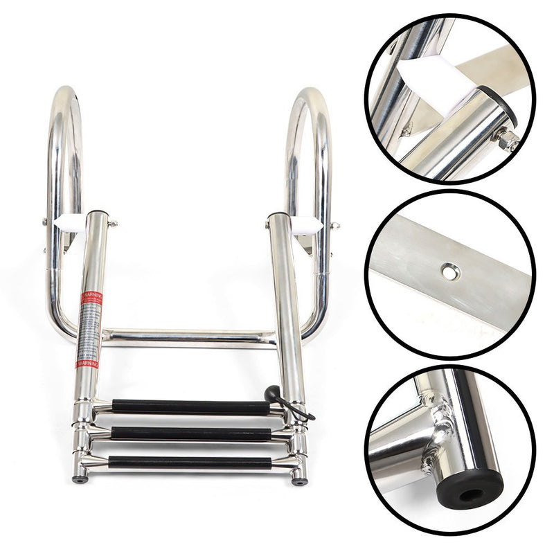 DURAFORCE Marine Yacht 3-Step Stainless Steel Ladder with Handrails - Durable & Safe