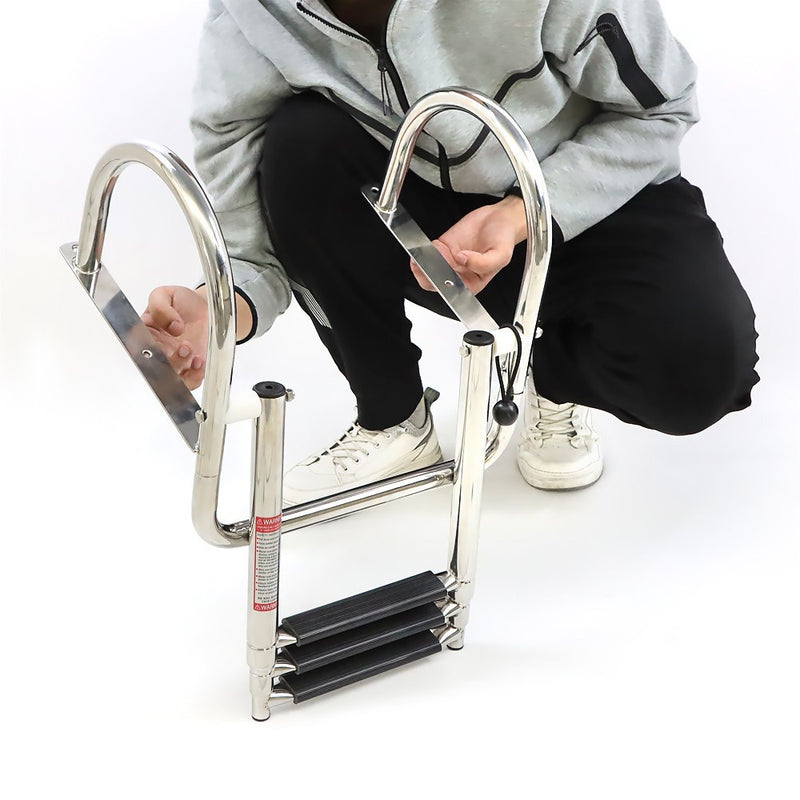 DURAFORCE Marine Yacht 3-Step Stainless Steel Ladder with Handrails - Durable & Safe