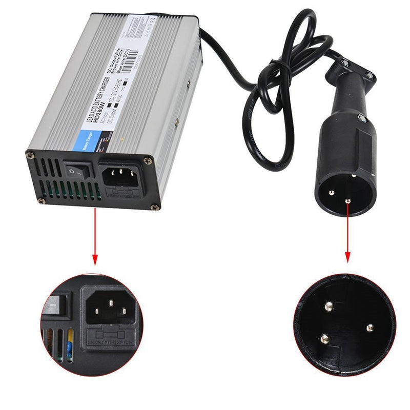 DURAFORCE 48V 6A Snap Head 3-Pin Battery Charger for EZGO Golf Cart Scooters