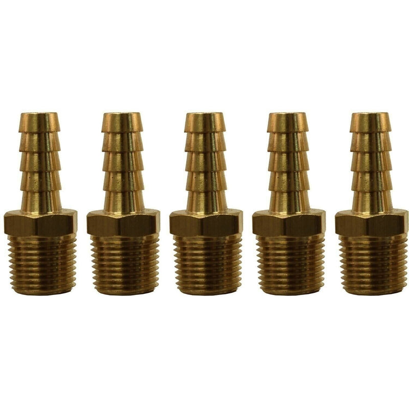 DURAFORCE 3/8" Brass Hose Barb to 3/8" MPT Fitting Pack of 5