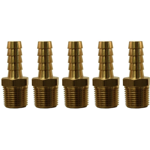 DURAFORCE 3/8" Brass Hose Barb to 3/8" MPT Fitting Pack of 5