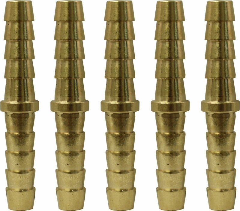 DURAFORCE Brass 1/4" Hose Barb Splicer Connector Pack of 5 - Durable Hose Repair