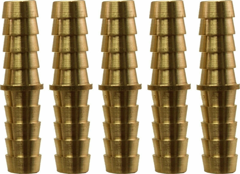 DURAFORCE 3/8" Brass Hose Splicer Barb Connector Pack of 5 - Durable & Leak-Proof