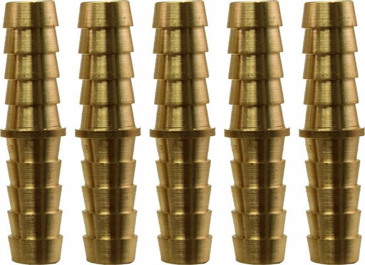 DURAFORCE 3/8" Brass Hose Splicer Barb Connector Pack of 5 - Durable & Leak-Proof