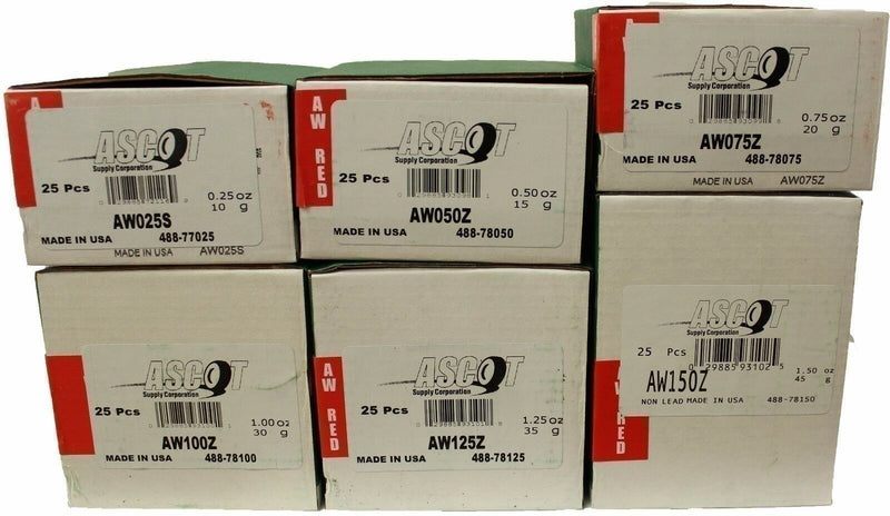 DURAFORCE Perfect Equipment AW Coated Zinc Wheel Weights 0.25-1.50oz Bundle (6)