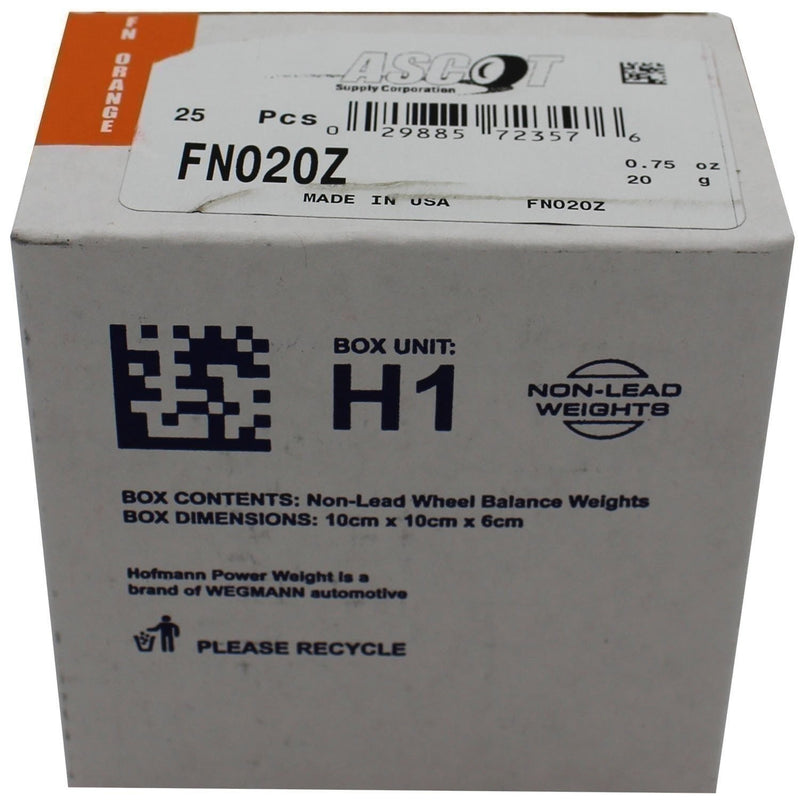 DURAFORCE Perfect Equipment FN020Z Zinc Wheel Weights 20gm 0.75oz Box of 25