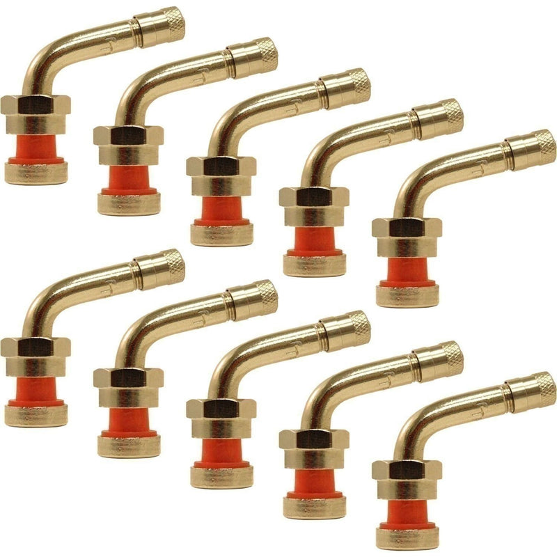 DURAFORCE TR553E Aluminum Truck Wheel Valve Stem 0.98"x1.38" 75° Bend Pack of 10