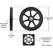 DURAFORCE Marathon 92001 20x2 Flat Free Ribbed Garden Cart Tire on Rim