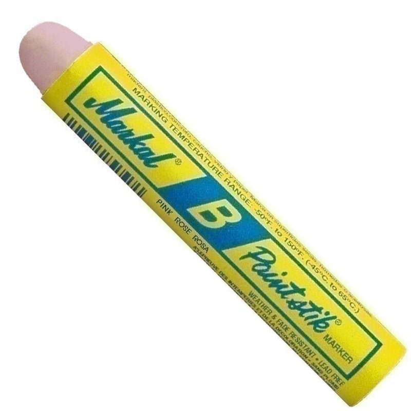 DURAFORCE Markal B Pink Solid Paint Stick Marker Tire Crayon Pack of 12 - Durable