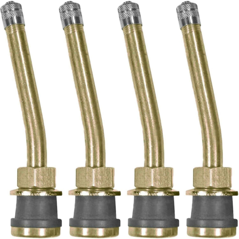 DURAFORCE TR571-13 Brass 3-3/8" Tubeless Truck Tire Valve Stem 13° Bend Pack of 4