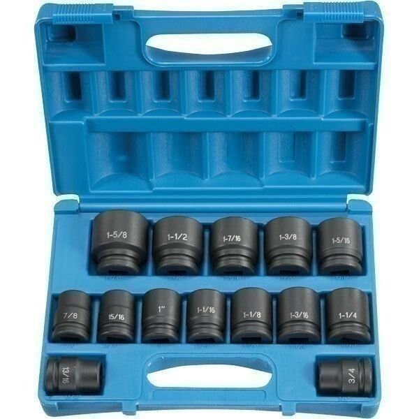 DURAFORCE Grey Pneumatic 8038 14-Piece 3/4" Drive 6-Point SAE Socket Set with Case