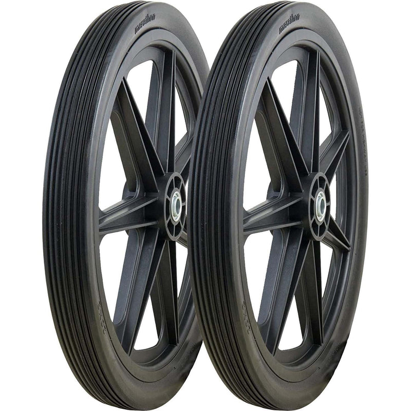 DURAFORCE Marathon 92001 Flat Free Ribbed Garden Cart Tires 20x2 Pack of 2 on Rim