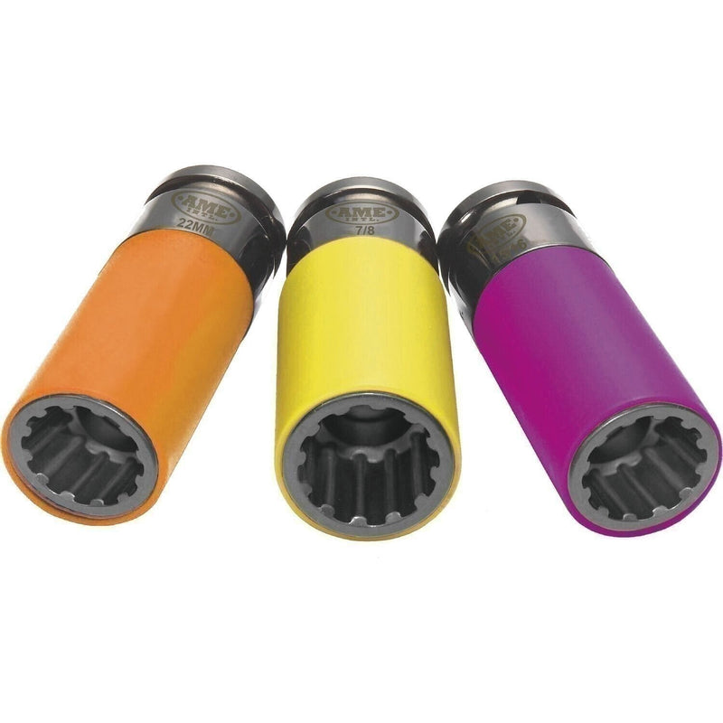 DURAFORCE AME International 68025 3-Piece 1/2" Drive Spline Plus Six-Way Socket Set