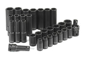 DURAFORCE Grey Pneumatic 1430MRD 1/2" Drive 30-Piece Metric Socket Set Standard Deep