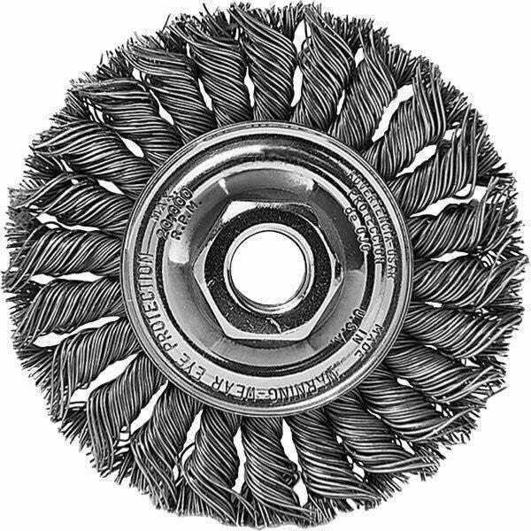 DURAFORCE Weiler 13120 4" Twist Wire Wheel .020 Wire 5/8"-11 Arbor Nut