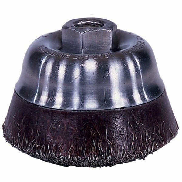 DURAFORCE Weiler 35186 4" Polyflex Crimped Wire Brush .020 5/8"-11 Arbor Hole