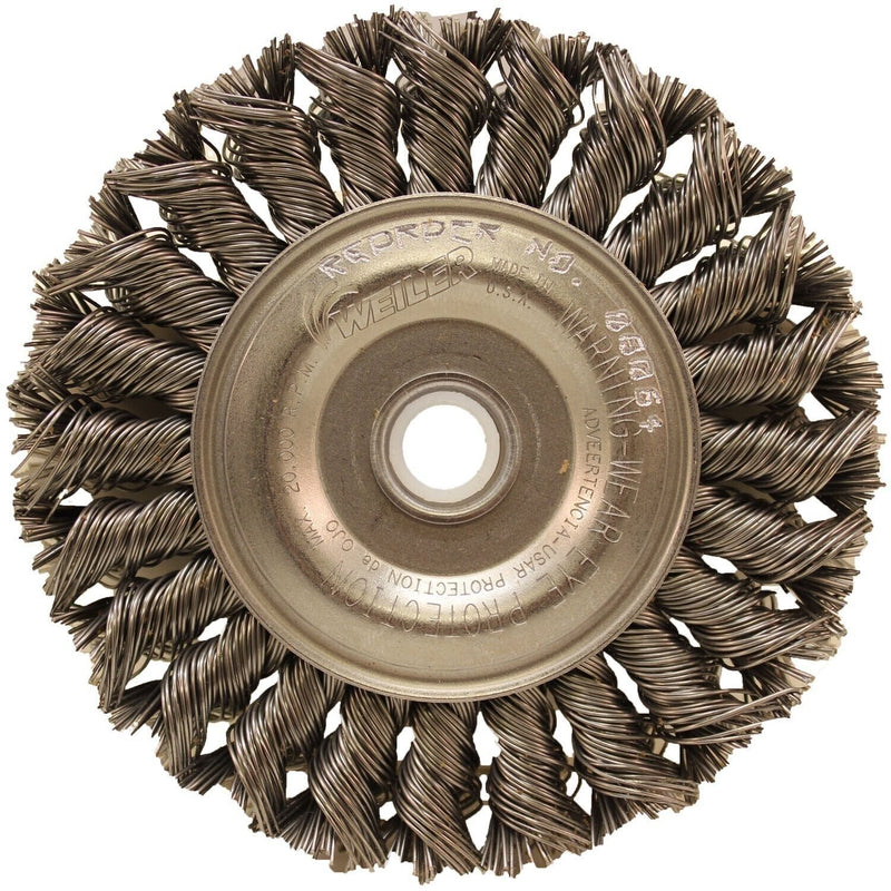 DURAFORCE Weiler 08064 4" Twist Wire Wheel .020 Wire 3/8"-1/2" Arbor Hole