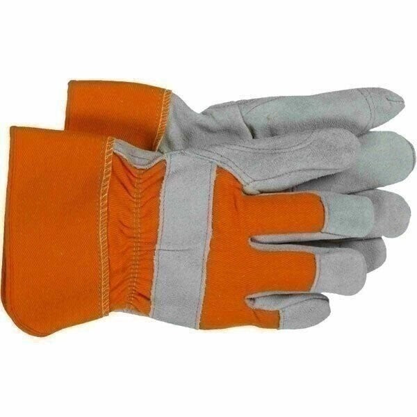 DURAFORCE Boss 1JL2395 Large Leather Palm Work Gloves Orange Grey - 1 Pair