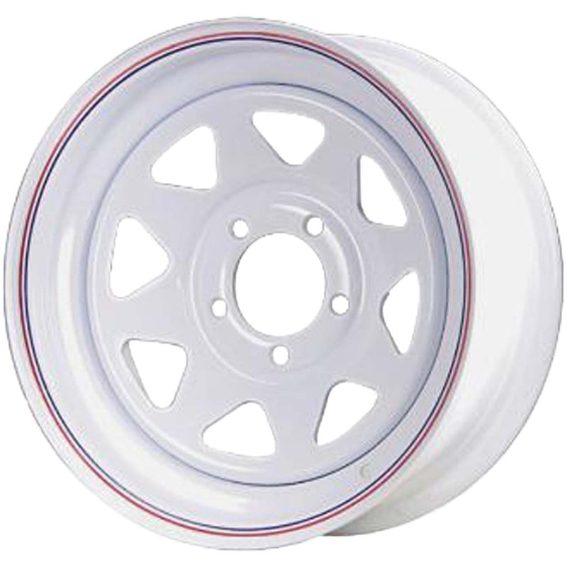 12x4 5-On-4.5 White Spoked Steel Trailer Wheel with Pin Stripes — DURAFORCE