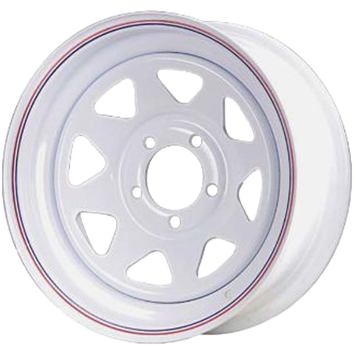 DURAFORCE 12x4 5-On-4.5 White Spoked Steel Trailer Wheel with Pin Stripes