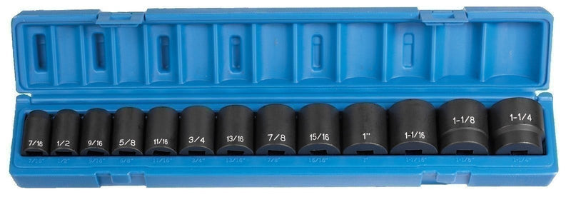 DURAFORCE Grey Pneumatic 1312 1/2" Drive 13-Piece Standard Fractional Socket Set