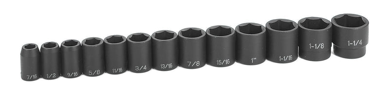 DURAFORCE Grey Pneumatic 1312 1/2" Drive 13-Piece Standard Fractional Socket Set