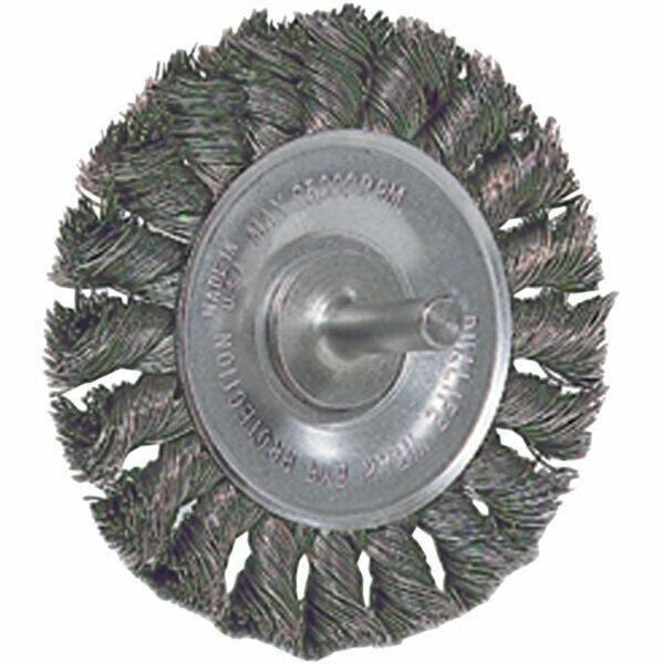 DURAFORCE Weiler 17687 4" x 1/2" Knot Wire Wheel .014 Wire 1/4" Stem Grinder Brush