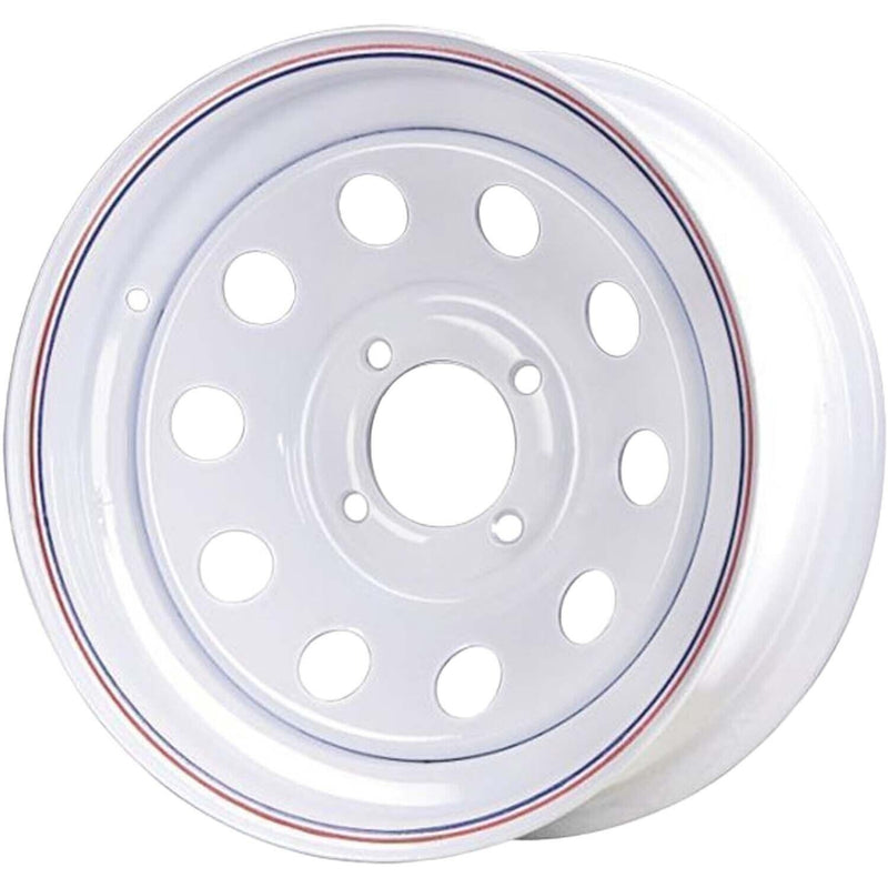 DURAFORCE Carlisle 12x4 4-On-4 Steel Trailer Wheel White with Pin Stripes