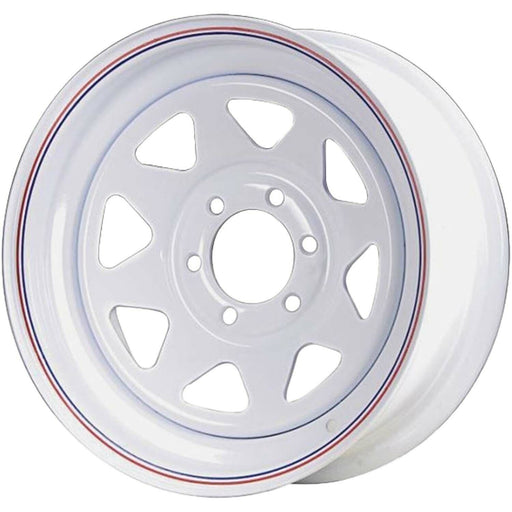 DURAFORCE 15x6 6x5.5 White Spoked Steel Trailer Wheel with Pin Stripes
