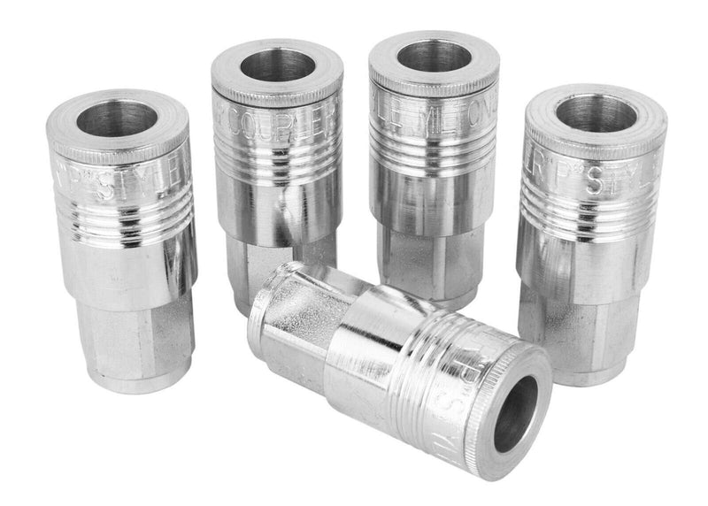 DURAFORCE Milton 1803 1/4" Female P-Style Coupler Pack of 5 - Air Tool Fittings