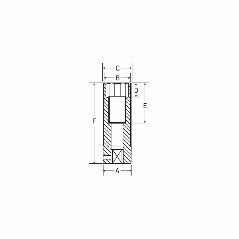 DURAFORCE Grey Pneumatic 2026TP 1/2" Drive 13/16" Thin Wall Deep Nut Socket Protector