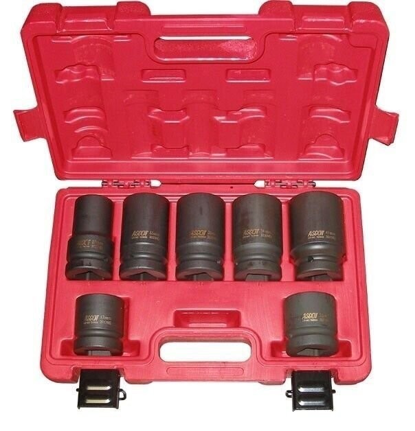 DURAFORCE Ascot 7-Piece 1" Drive Deep Metric Socket Set with Case 3197M