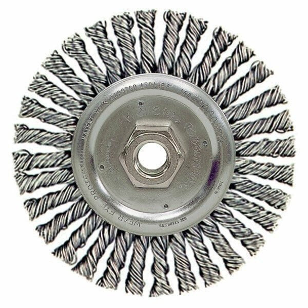 DURAFORCE Weiler 7" x 5/8" Twist Wire Wheel with 5/8"-11 Arbor Nut for Rim Cleaning