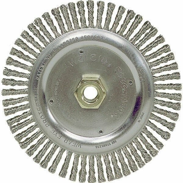 DURAFORCE Weiler 6" Bead Twist Wire Wheel 5/8"-11 Arbor Nut for Rim King 08776