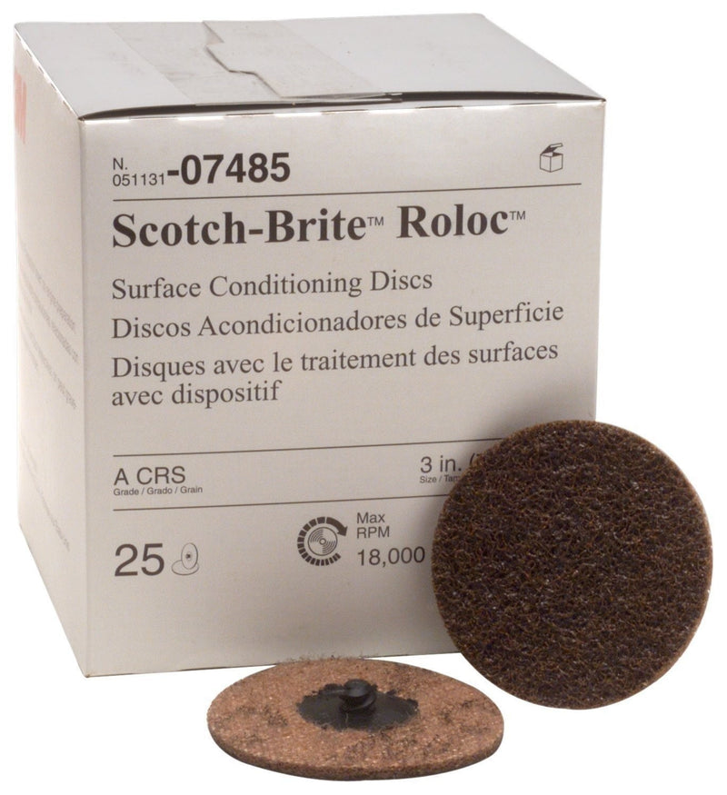 DURAFORCE 3M Scotch-Brite Roloc 3" Coarse Surface Conditioning Discs Brown Box of 25