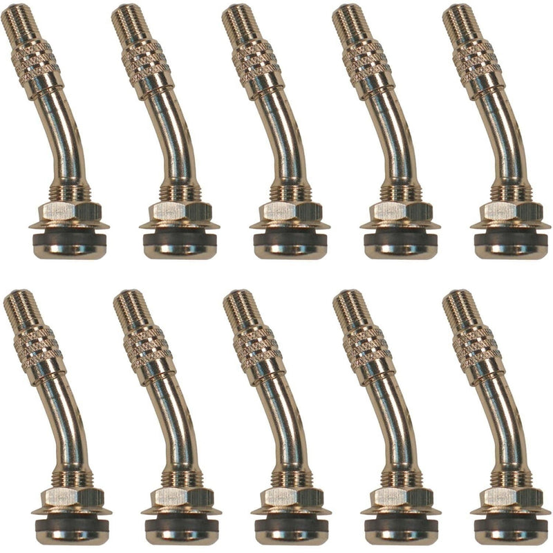 DURAFORCE TR416MC 2" Bent Clamp-In High Pressure Valve Stem for Dual Wheels - Pack of 10