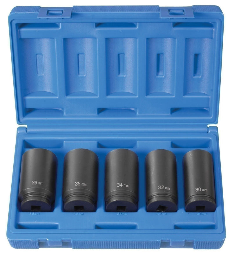 DURAFORCE Grey Pneumatic 1705SN 1/2" Drive 5-Piece Spindle Nut Socket Set Tool